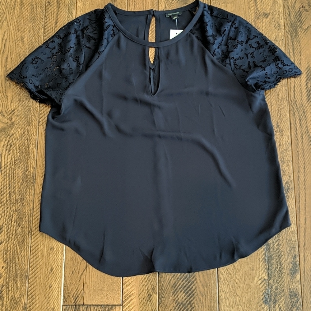 NWT Ann Taylor Navy Blouse Size M
